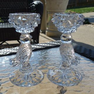 Vintage Pair Hofbauer Crystal " Brydes " Candle Holders Germany