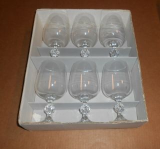Set Of 6 Claudia Vintage Wine Water Glasses Bohemian Crystal