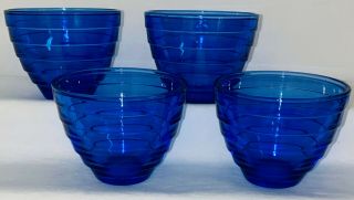 4 Hazel Atlas Moderntone Cobalt Blue 2 1/4 " Custard Cups