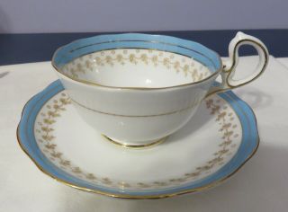 Vintage Royal Albert Teacup And Saucer Blue & White With Gold Trims