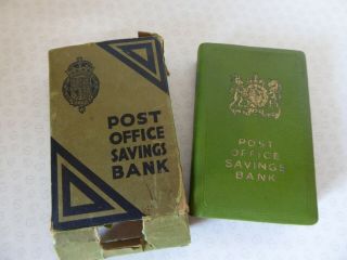 Vintage Post Office Savings Bank Book Money Box - No Key Tatty Box