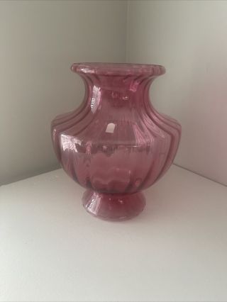Pilgrim Glass Cranberry Swirl Vase Large