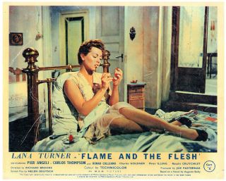 Flame And The Flesh 8x10 Lobby Card 1954 Lana Turner Sexy On Bed Smokin