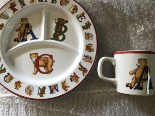 Tiffany Co Alphabet Bears Plate & Cup Set Cute Baby Gift