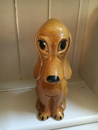 Sylvac? Vintage Sad Sam Droopy Bloodhound Dog Brown Money Box 22cm 2