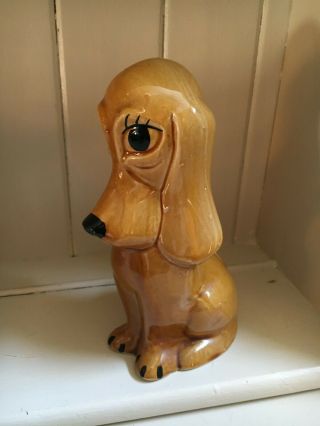 Sylvac? Vintage Sad Sam Droopy Bloodhound Dog Brown Money Box 22cm 3