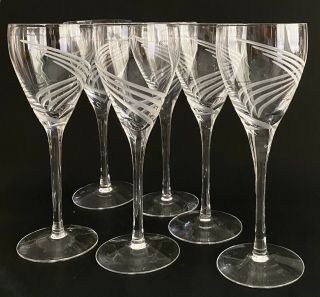 Set of 6 Lenox WINDSWEPT 7 7/8” Crystal Wine Glasses Wind Swept 3