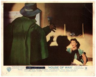 House Of Wax British Lobby Card Vincent Price Menaces Phyllis Kirk 1953