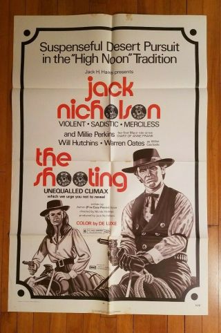 The Shooting 1971 Folded One - Sheet Poster 27 " X 41 " Jack Nicholson 71/97