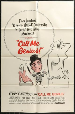 " Call Me Genius " Tony Hancock Vintage 1961 One Sheet Movie Poster 27 X 41 1u
