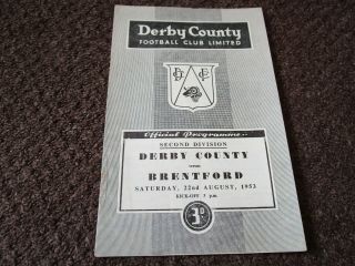 Derby County V Brentford 1953/4 August 22nd Vintage Post