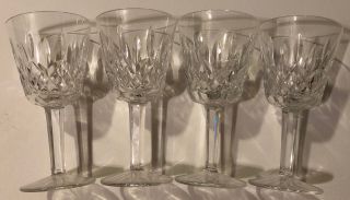 Set Of 4 Vintage Signed Waterford Lismore Pattern Cut Crystal Water Goblets