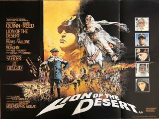 Lion Of The Desert British Quad Movie Poster 30x40 Anthony Quinn 1980