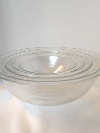 Vintage Pyrex Set 4 Clear Glass Nesting Bowls 322 323 325 326
