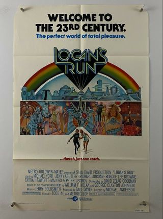 Logans Run Movie Poster (verygood) One Sheet 1976 Michael York Sci - Fi 6504