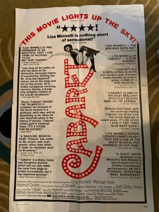 One Sheet Poster Cabaret (1972) Liza Minnelli,  Joel Grey,  Bob Fosse