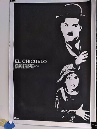 Re - Release Cuban Poster For The Kid (1921) Charlie Chaplin,  Jackie Coogan