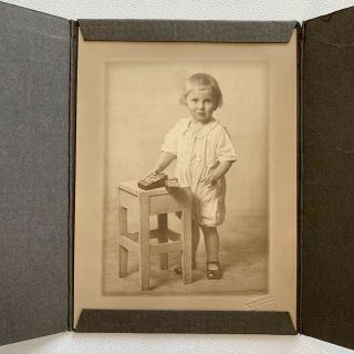 Antique Vintage Gelatin Silver Photo Adorable Baby Girl Toys Blocks St Louis Mo