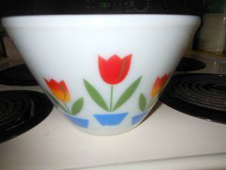 Vintage Fire King Tulips Bowl Tulip 7 1/2 " Across 4 3/4 " Tall Color