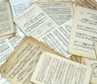 125g Of Vintage Music Sheets - Crafts,  Art,  Decoupage,  Christmas Card Making