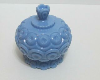 Moon And Star Stars Round Low Footed Blue Delphite Candy Dish Nr