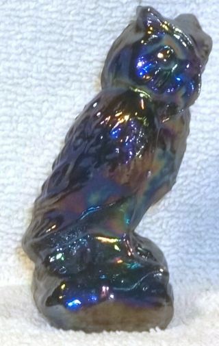 Boyd Glass Only 50 Made In 2004 Owl Bird Paperweight Carnival Purple Fund