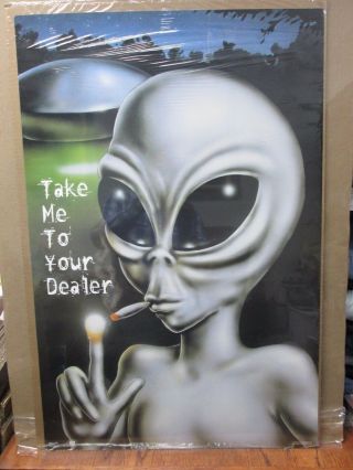 Vintage 1996 Take Me To Your Dealer Alien Poster 12307