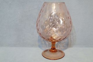 Vintage Empoli Italian Glass Brandy Snifter Pedestal Vase Pink Optic 8 7/8 " T