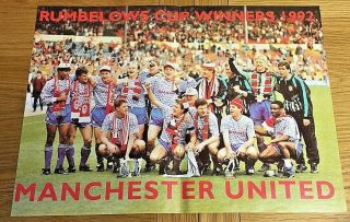 Vintage 1992 Manchester United Poster - 42 Cm X 30 Cm - Uk Postage