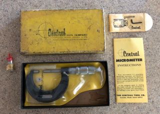Vintage Central Tool Company Co Micrometer With Case/box/inst Usa