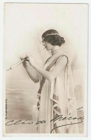 Cleo De Merode French Ballerina With Pipe Vintage 1900s Reutlinger Postcard