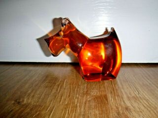 Vintage Wedgwood Amber Crystal Glass Dog Paperweight Tail A/f