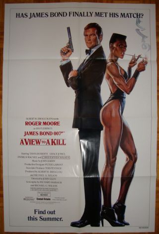 A View To A Kill - James Bond - 007 - Roger Moore - J.  Glen - Os Advance White (27x41 Inch)
