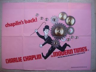 Modern Times English British Quad 30x40 " Movie Poster Charlie Chaplin Film 60s
