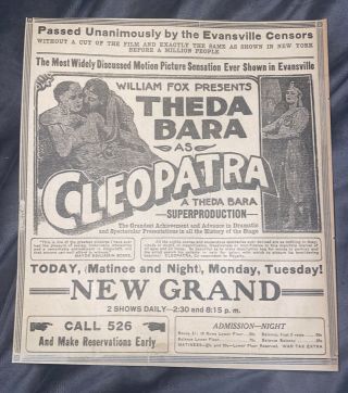 1917 Theda Bara Movie Herald Clipping Cleopatra Silent Vamp 9”x10”