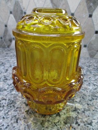 Vintage Le Smith Glass Amber Fairy Candle Lamp Courting Moon Star