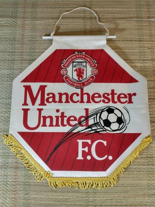 Vintage Manchester United F.  C Football Pennant Flag - 12 " X 11.  5 "