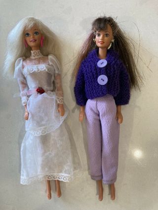 Two Vintage 90s Barbies In Vintage Clothes