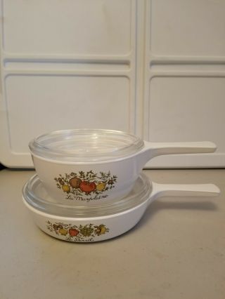 Vintage Corningware Spice Of Life Set Skillet And Saucepan With Lids