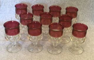 Set Of 11 Vintage Kings Crown Cranberry Ruby Glass Goblets,  8oz,  5.  75 ",  Indiana