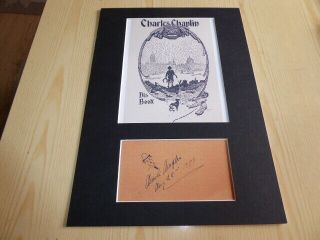 Charlie Chaplin Mounted Ex Libris Book Plate & Preprint Autograph Mount A4