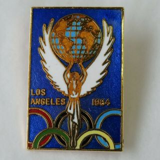 Los Angeles 1984 Summer Olympics Badge Lapel Hat Pin Globe Wings Vintage Rare