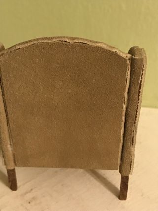 vintage moss green upholstered wing back chair dollhouse furniture 3