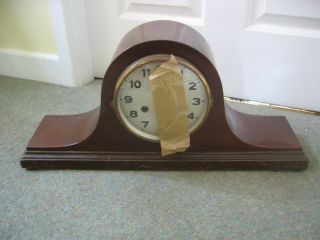 Vintage Drgm Napoleon Hat Chiming Wooden Cased Mantle Clock - Spares