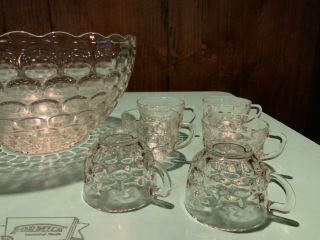 Vintage Federal Glass Iridescent Colonial Punch Bowl & 12 Cups Set 3