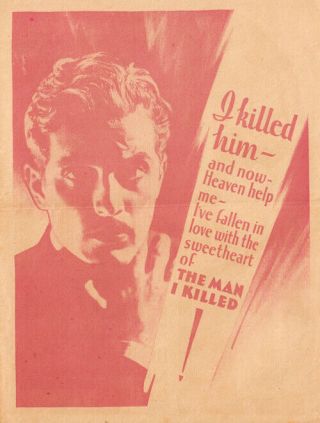 The Man I Killed Movie Herald From The 1932 Movie