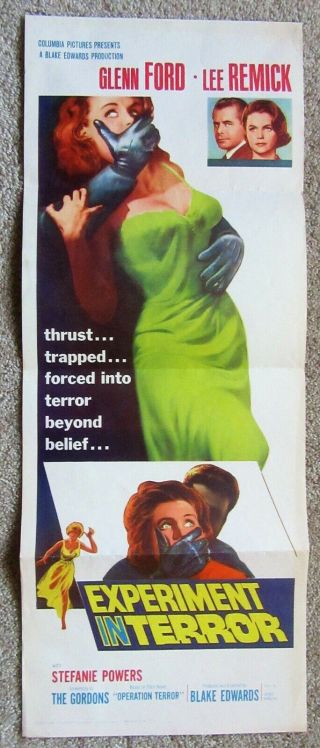 Experiment In Terror Orig 1962 Insrt Movie Poster Fld Glenn Ford Lee Remick Ex