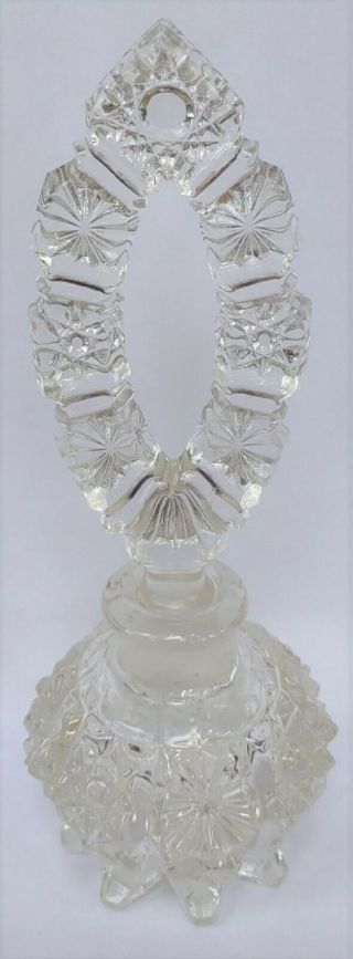 Vintage Ornate Clear Pressed Glass 7 " Perfume Bottle W/stopper - Unmarked