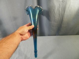 Fenton Indigo Blue Stretch Glass Replacement Epergne Center Horn 12 3/8 " Long