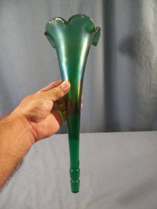 Fenton Green Stretch Glass Replacement Epergne Center Horn 12 3/4 " Long